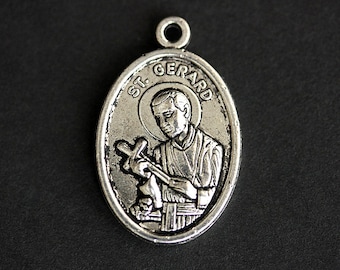 Saint Gerard Medal. Catholic Pendant. St Gerard Pendant. Saint Gerard Charm. Catholic Saint Medal. 25mm x 16mm (Qty 1)