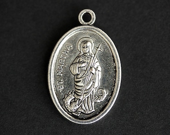Medaglia di Santa Marta. Ciondolo cattolico. Ciondolo di Santa Marta. Ciondolo di Santa Marta. Medaglia di Santa cattolica. 25 mm x 16 mm (1 pezzo)