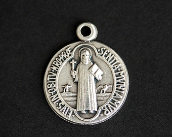 Medalla de San Benito. Colgante católico. Colgante de San Benito. Amuleto de San Benito. Medalla de santo católico. 25 mm x 21 mm (Cantidad 1)