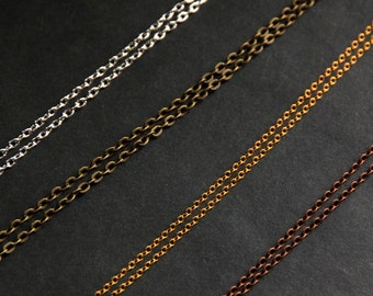 2 Catene Brevi Finite In Bronzo Antico 50 Cm: Maglie Ritorte 4x3 Mm, Con Moschettone, Per DIY Gioielli