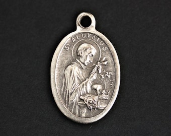 Saint Aloysius Medal. Catholic Pendant. St Aloysius Pendant. Saint Aloysius Charm. Catholic Saint Medal. 25mm x 16mm (Qty 1)