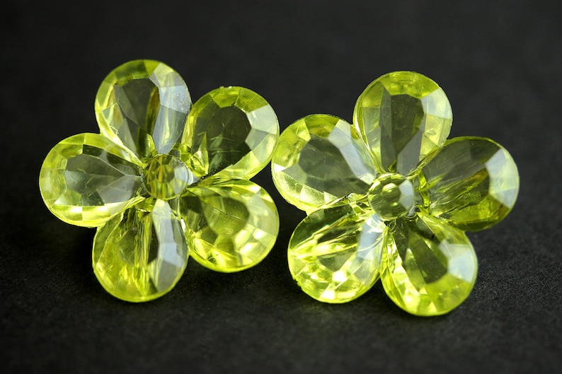 Two 2 Pale Green Flower Buttons. Neon Lime Green Buttons. Etsy