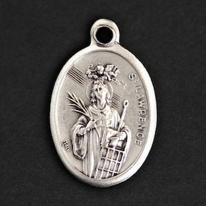 Saint Lawrence Medal. Catholic Pendant. St Lawrence Pendant. Saint Lawrence Charm. Catholic Saint Medal. 25mm x 16mm (Qty 1)