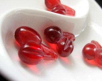 Four (4) Bright Red Lucite Cherry Charms