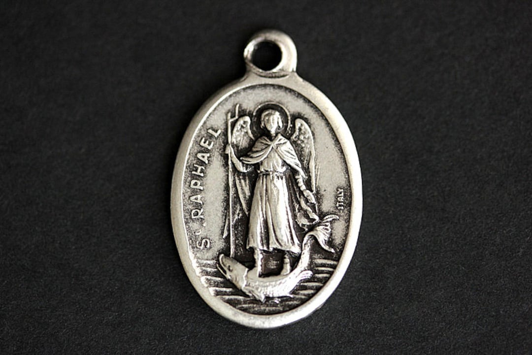 Saint Raphael Medal. Catholic Pendant. Archangel Raphael Charm. St
