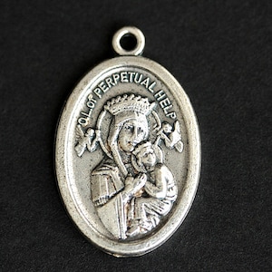 Our Lady of Perpetual Help Medal. Catholic Pendant. OL of Perpetual Help Charm. OL of Perpetual Help Pendant. 25mm x 16mm (Qty 1)