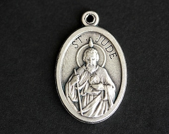 Saint Jude Medal. Catholic Pendant. St Jude Pendant. Saint Jude Charm. Catholic Saint Medal. 25mm x 16mm (Qty 1)