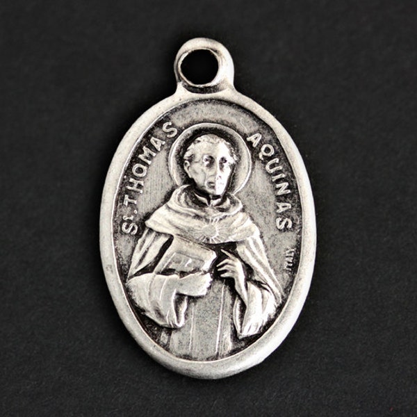 Saint Thomas Medal. Catholic Pendant. St Thomas Aquinas Pendant. Saint Thomas Aquinas Charm. Catholic Saint Medal. 25mm x 16mm (Qty 1)