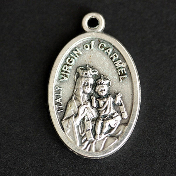 Virgin of Carmel Medal. Catholic Pendant. Virgin of Carmel Charm. Virgin of Carmel Pendant. 25mm x 16mm (Qty 1)