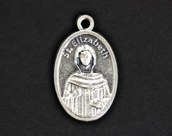 Saint Elizabeth Medal. Catholic Pendant. St Elizabeth Pendant. Saint Elizabeth Charm. Catholic Saint Medal. 25mm x 16mm (Qty 1)