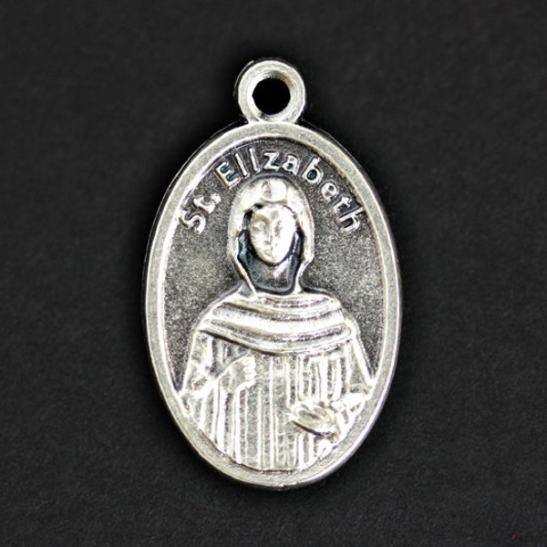 Saint Elizabeth Medal. Catholic Pendant. St Elizabeth Pendant. Saint Elizabeth Charm. Catholic Saint Medal. 25mm x 16mm (Qty 1)