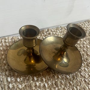 Vintage Brass Candlestick Holders, Made in India ~ Pair of Two ~ Taper Candle Holders ~ Boho Decor ~ Rustic Home Decor ~ MCM