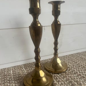 Vintage Brass Candlestick Holders ~ Pair of Taper Candle Holders ~ Solid Brass ~ Rustic Farmhouse Decor ~ Gift for Mom ~ Housewarming Gift