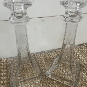 Vintage Etched Candlesticks ~ Pair of Taper Candle Holders