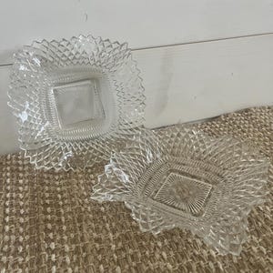 Vintage Indiana Glass Diamond Point Candy Dish ~ Pressed Glass Bowl ~ Mid-Century Clear Glass Decor