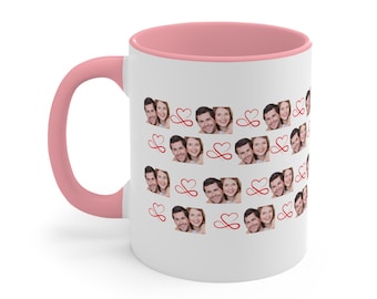 Mok van het accent van het hart van de foto van het paar | Gepersonaliseerde koffiekopje met foto