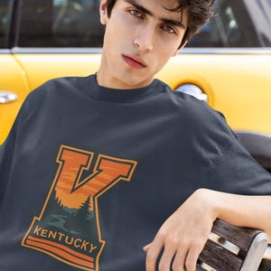Kentucky State Unisex Garment-Dyed T-shirt, Kentucky Pride Tee, Vintage KY Shirt, State Outline Top, Gift for Kentuckian, Souvenir Shirt