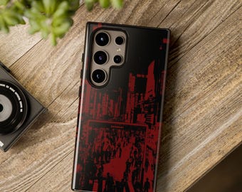 Red Cityscape Phone Case: Urban Street Photography Design