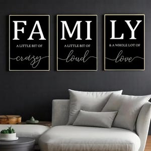 Arte mural con cita familiar de lujo: lienzo minimalista para decorar la sala de estar, elegante póster sin marco para un hogar moderno e ideas de regalo.