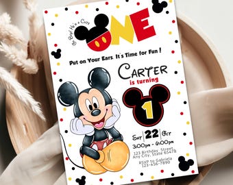 Mickey Mouse 1st Birthday Invitation, Oh Toodles Party (Digital Download)