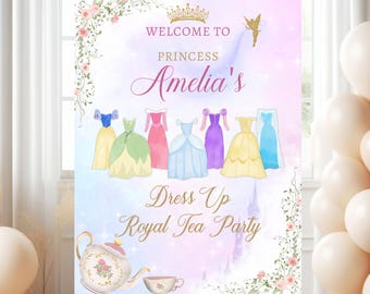 Princess Tea Party Welcome Sign: Editable Birthday Template (Instant Download)