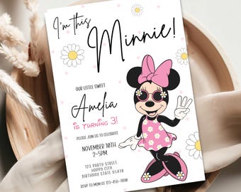 Invitación de cumpleaños de Minnie Mouse: Plantilla editable para fiesta de niña (Descarga digital)