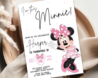 Minnie Mouse Birthday Invitation: Editable Girl's Party Template (Digital Download