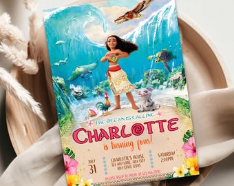 Moana Invitation - Editable Digital Birthday Invite - Kids Party Template -  Instant Download - Hawaiian Theme