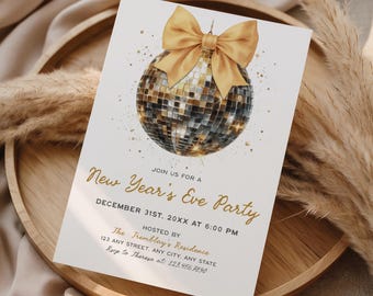Editable New Year's Eve Party Invitation Template | Disco Ball (Digital)