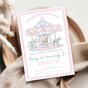 Carousel Invite: Editable Printable Invite For A Magical Birthday Celebration