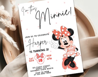 Minnie Mouse Birthday Invitation: Editable Girl's Party Template (Digital Download