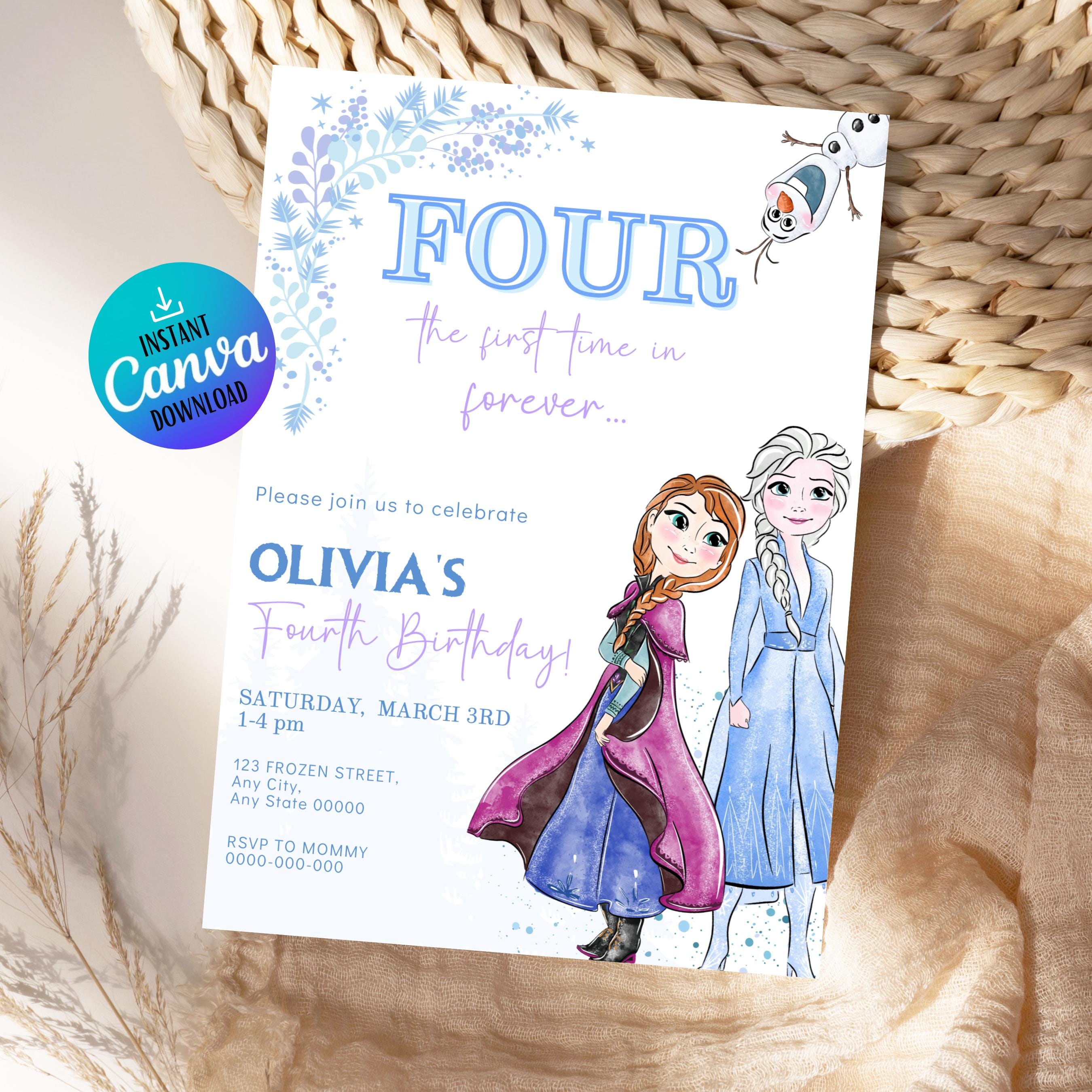 Frozen Four The First Time In Forever Birthday Invitation - Elsa Birthday Invitation - Elsa Party Invite - Editable Birthday Template