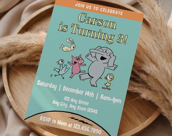 Piggie and Elephant Birthday Invitation: Editable Printable (Digital Download