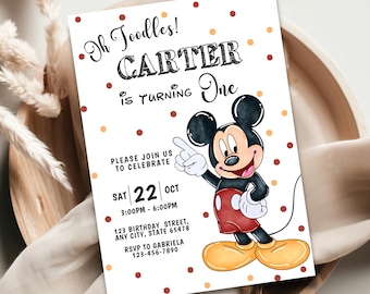Mickey Mouse 1st Birthday Invitation, Oh Toodles Party (Digital Download)