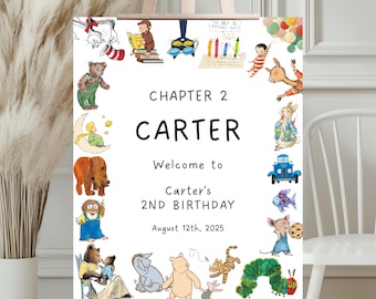 Storybook Theme Welcome Sign - Personalized Birthday Party Decor - Whimsical Book Design for Children’s Celebrations