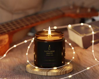 Bougie de soja coulée à la main dans un pot ambré, parfumée ou non | 4 oz et 9 oz | Cadeau naturel respectueux de l'environnement