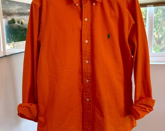 Camisa clásica de manga corta con botones para hombre Polo Ralph Lauren color naranja vintage