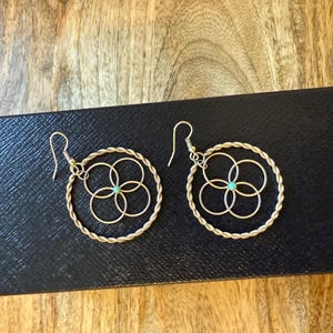 Navajo Sleeping Beauty Turquoise Wire Floral Dangle Earrings Handmade Jewelry