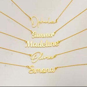 Colar com nome personalizado, pingente de letra cursiva, joia de aço inoxidável, cor dourada disponível, gargantilha para homens