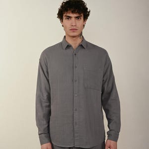 Classic Linen Men Shirt, Fitted Men&#39;s Linen Casual Shirts,Men&#39;s natural linen shirt, Men shirt, Organic Flax shirt, Linen shirt Men