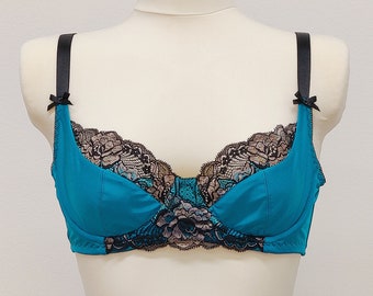 Teal and Black JASMIN Bra