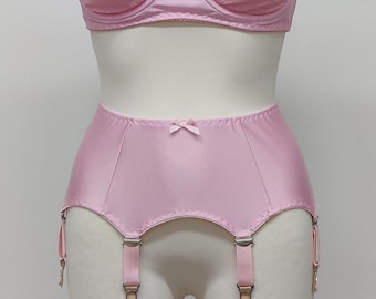 Pink GRETA Classic 4-10 strap Garter Belt Size XS-4XL