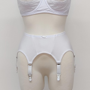 Vintage Style NINA Garter Belt: Black, White, Beige Lycra Suspender - XS-2XL