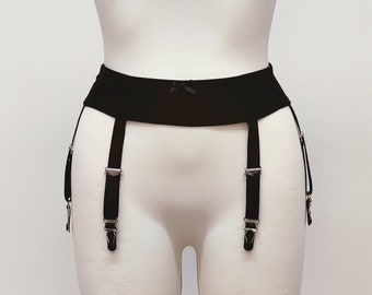 Black SUMMER narrow 6 strap Garter belt