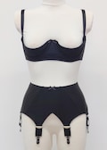Black IRIS Garter Belt Wide Deep V Style Suspender Belt Size XS-3XL