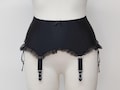 GIGI Garter Belt with frill trim in black, white, red Retro Suspender Belt