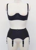 Black Classic GRETA Retro Garter Belt with 4-10 Straps Size XS-4XL