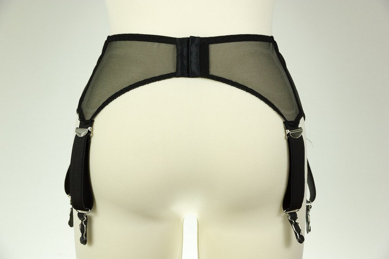 Black or White GRACE Semi Sheer V Style Garter Belt Wide Suspender Belt Size XS-3XL image 3