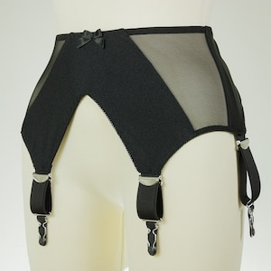 Black or White GRACE Semi Sheer V Style Garter Belt Wide Suspender Belt Size XS-3XL image 2