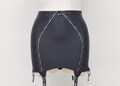 Sheer Back RHONDA Black White Pull On Mid Control Open Bottom Girdle OBG Size S-3XL